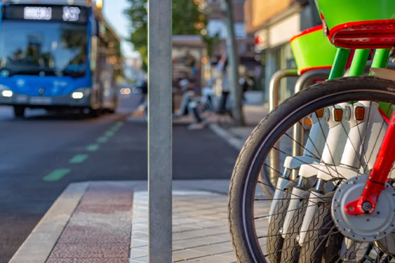 Bike, road and bus