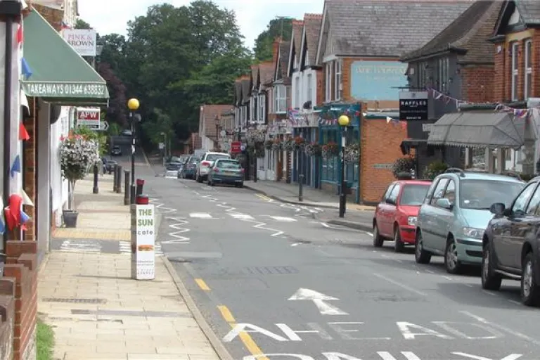 Photo of Sunninghill High Street with parked cars