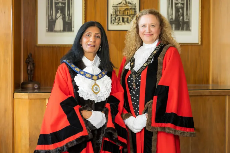 Mayor, Cllr Brar, and Deputy Mayor, Cllr Martin, wearing ceremonial robes