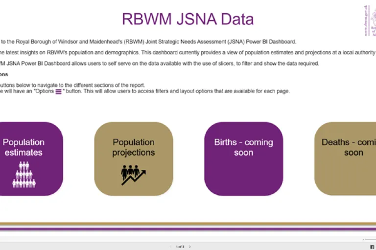 Screenshot of the front screen of the PowerBI application