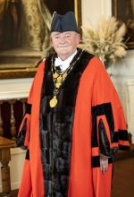 This photo shows the mayor in robes