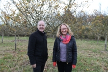 Pictured at the existing community orchard in Ockwells Park is the Leader of the Council and Cabinet Member for Community Partnerships, Public Protection and Maidenhead, Councillor Simon Werner, and Cabinet Member for Climate Change, Biodiversity and Windsor Town Council, Councillor Karen Davies.