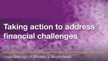This image says "Taking action to address financial challenges"