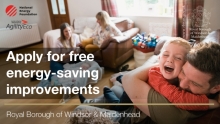 Family at home. Apply for free energy-saving improvements