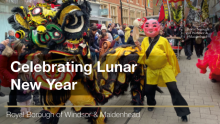 This image shows last year's lion dance. Celebrating Lunar New Year.