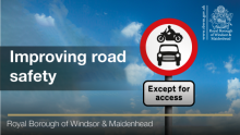 This image shows an except for access road sign. Improving road safety