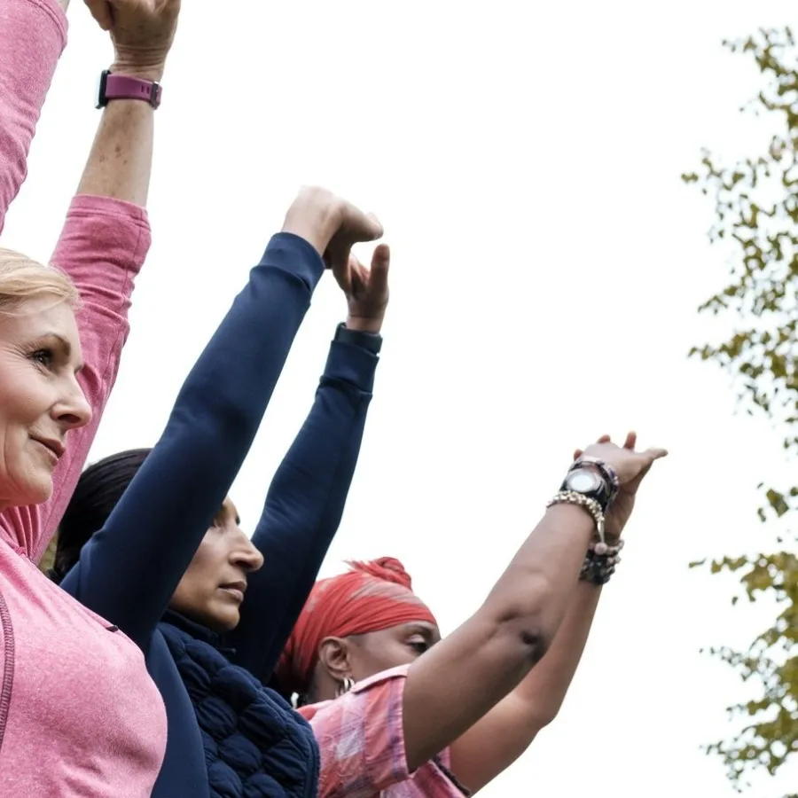 Photo of three women exercising